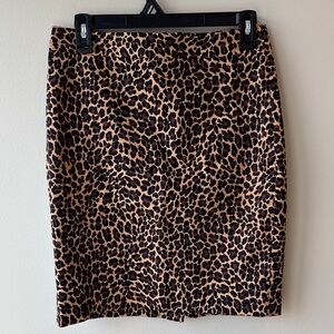 J. Crew Leopard Print Pencil Skirt - Brown and Black